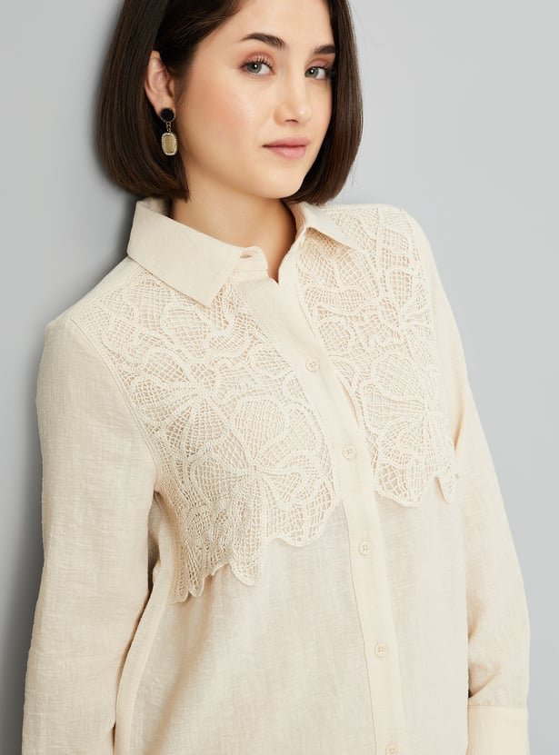 Women Lace Yoke Shirt