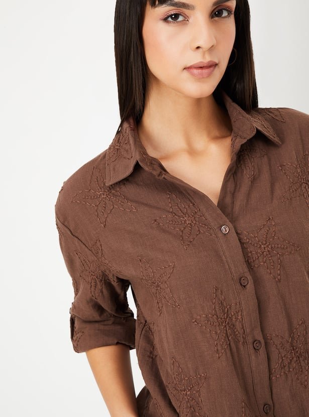 Women Embroidered Oversized Shirt - Image 4