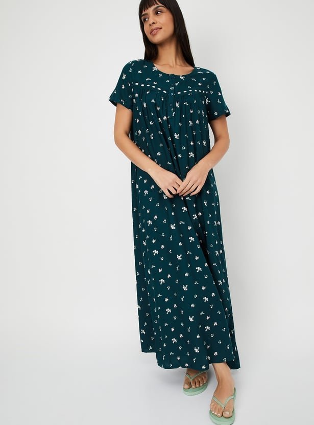 Women Printed Maxi Nightgown - Image 3