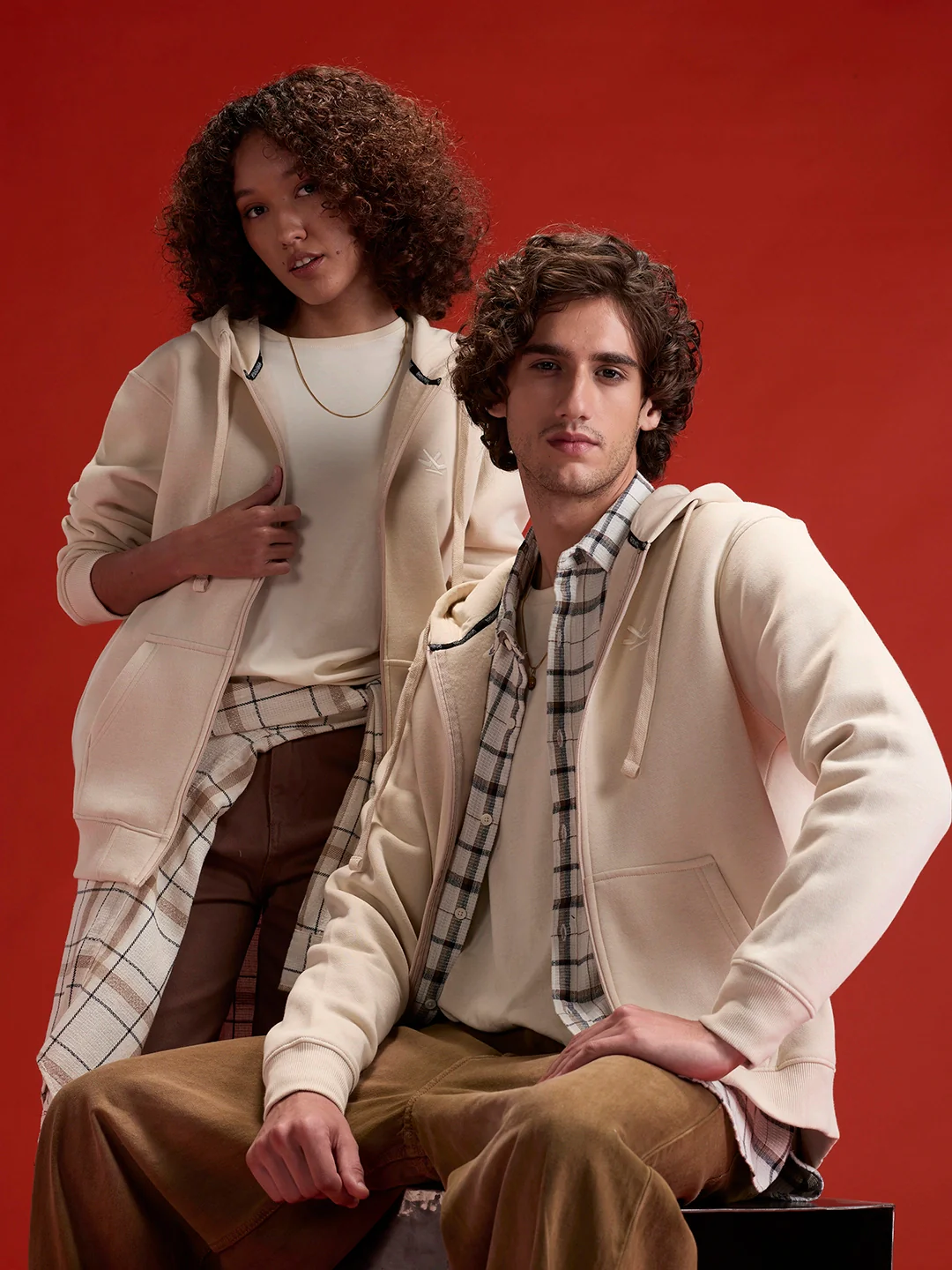 Men’s Solid Zip-Up Hoodie Sweatshirt | Tapioca