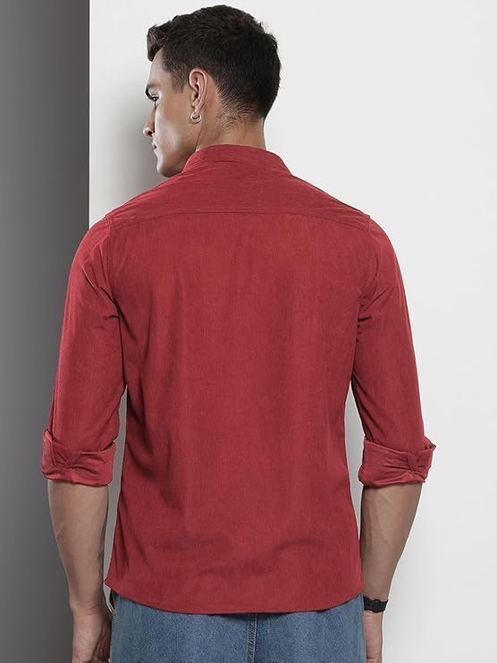Men Regular Fit Solid Full Sleeves Cutaway Collar Casual Shirt - Image 2
