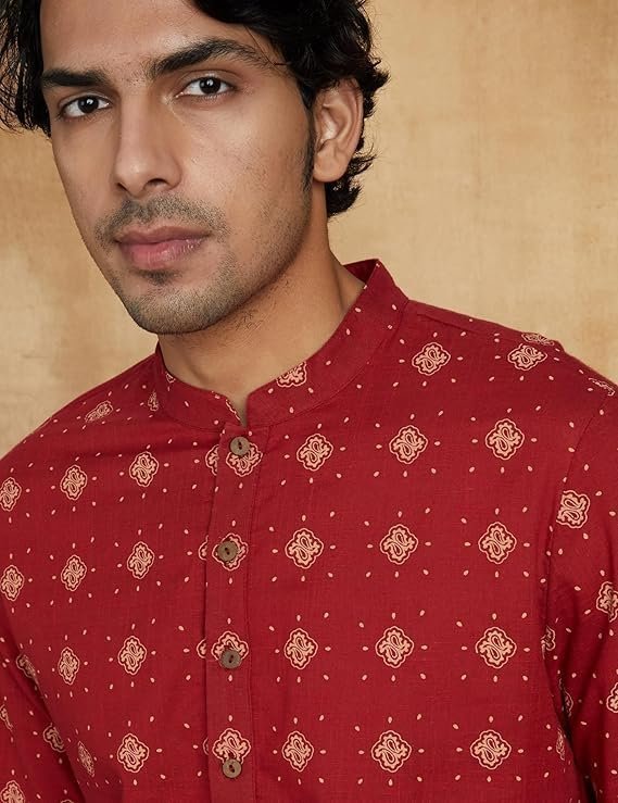 Symbol Men's 100% Cotton Mid Length Casual Kurta - Image 4