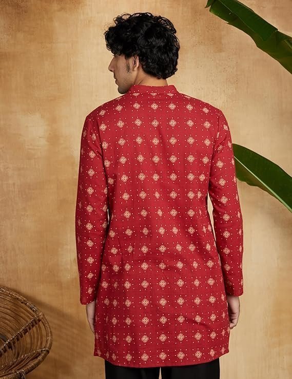 Symbol Men's 100% Cotton Mid Length Casual Kurta - Image 3