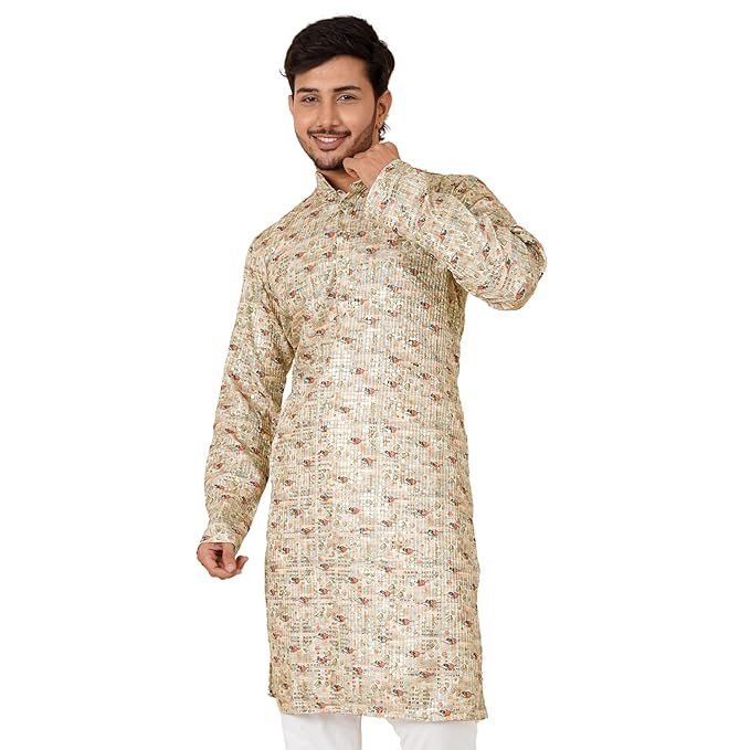 Kaavvllee Men’s Digital Print & Embroidered Kurta
