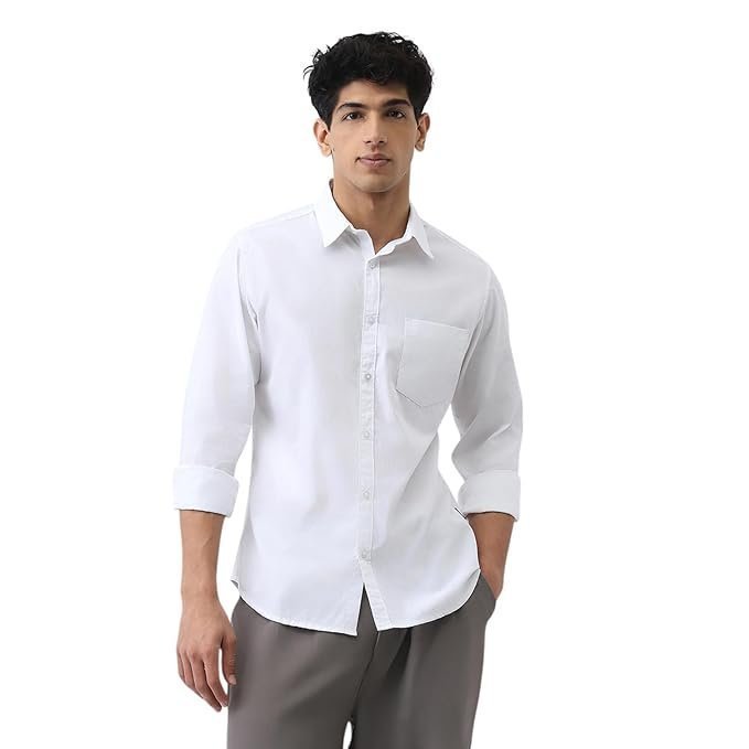 Fashion Men's Cotton Full Casual Solid Shirt